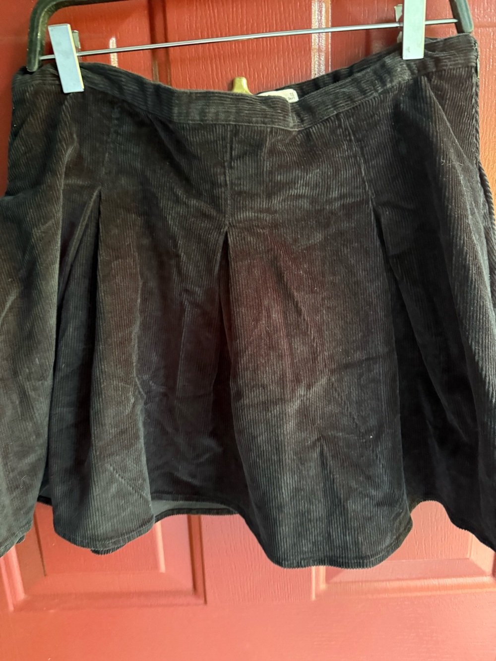 SO Black Corduroy Mini Skirt. Looks faded but isn’t.